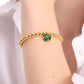 Gold-Tone Pop of Joy Green Stone Stretch Bracelet