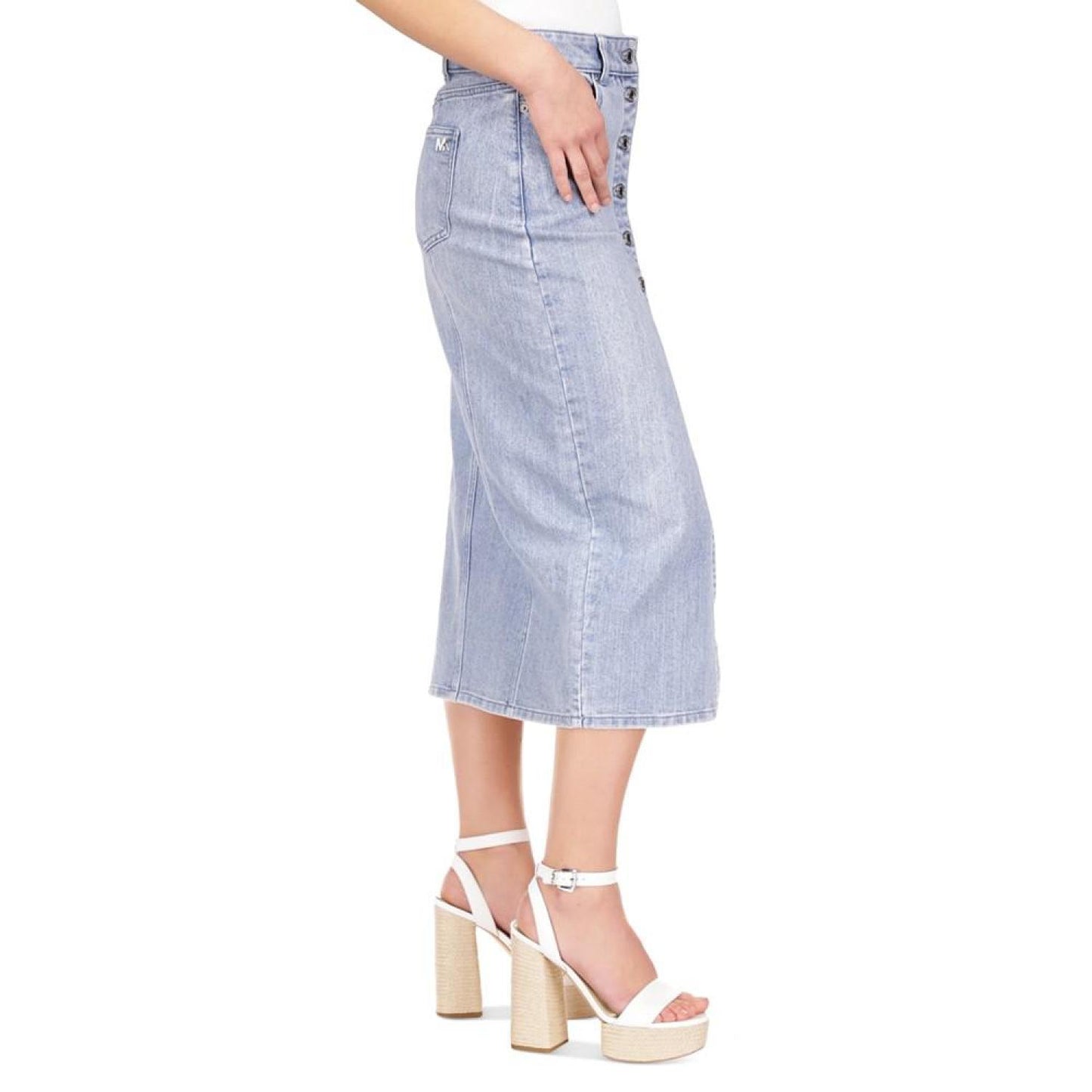 Michael Kors Women's Button-Front Denim Midi Skirt