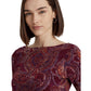 Petite Paisley Stretch Cotton Boatneck Top