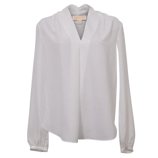 Michael Michael Kors  V-Neck Blouse in White Silk