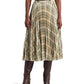 Plaid Pleated Metallic Georgette Skirt