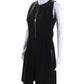 Michael Kors Womens Half Zipper Inverted Pleat A Line Dress Black