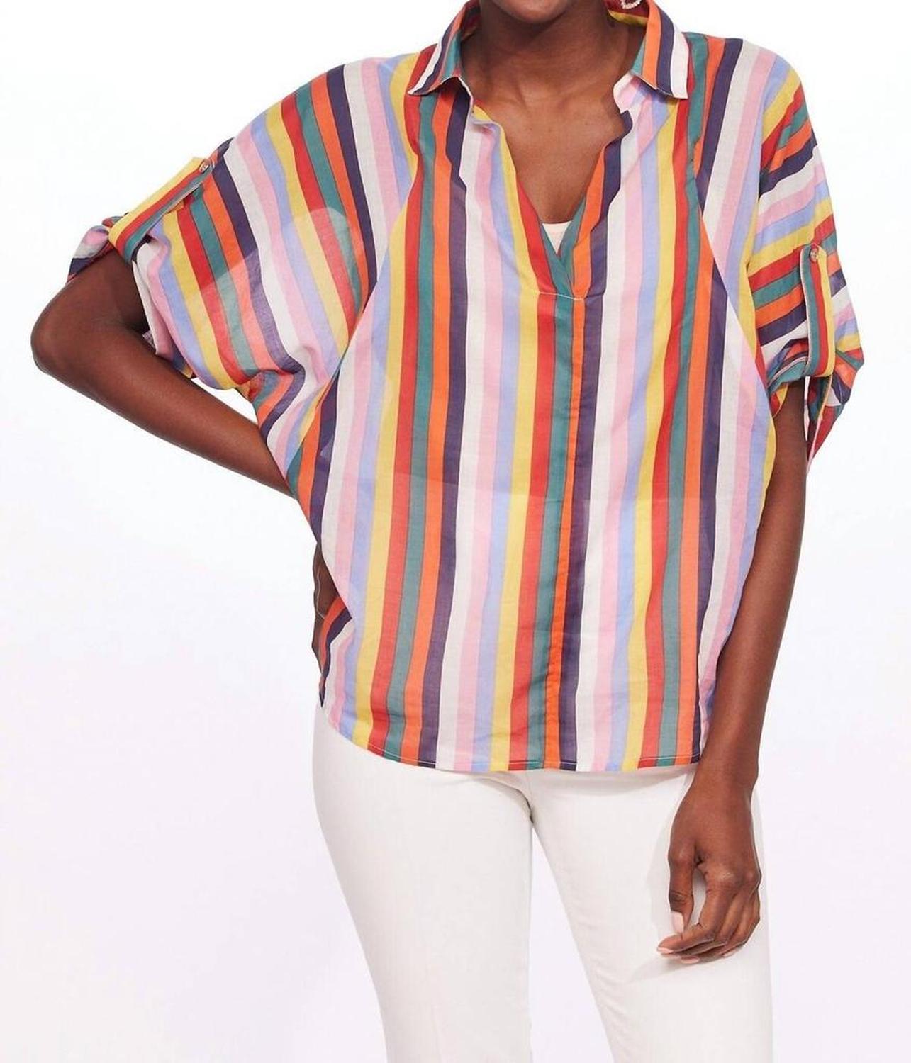 Teale Top In Fiesta Stripes