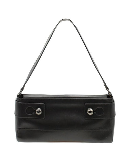 Furla Metal Embellished Shoulder Bag in Black Leather