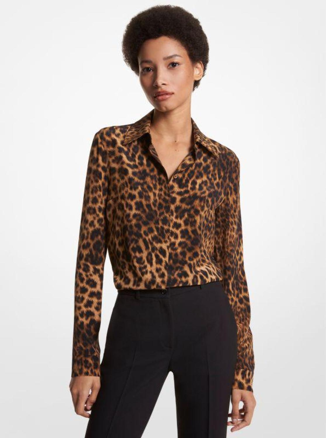 Hansen Leopard Silk Crepe De Chine Shirt