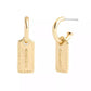 Gold-Tone Signature Stitched Hangtag Charm Huggies Earrings