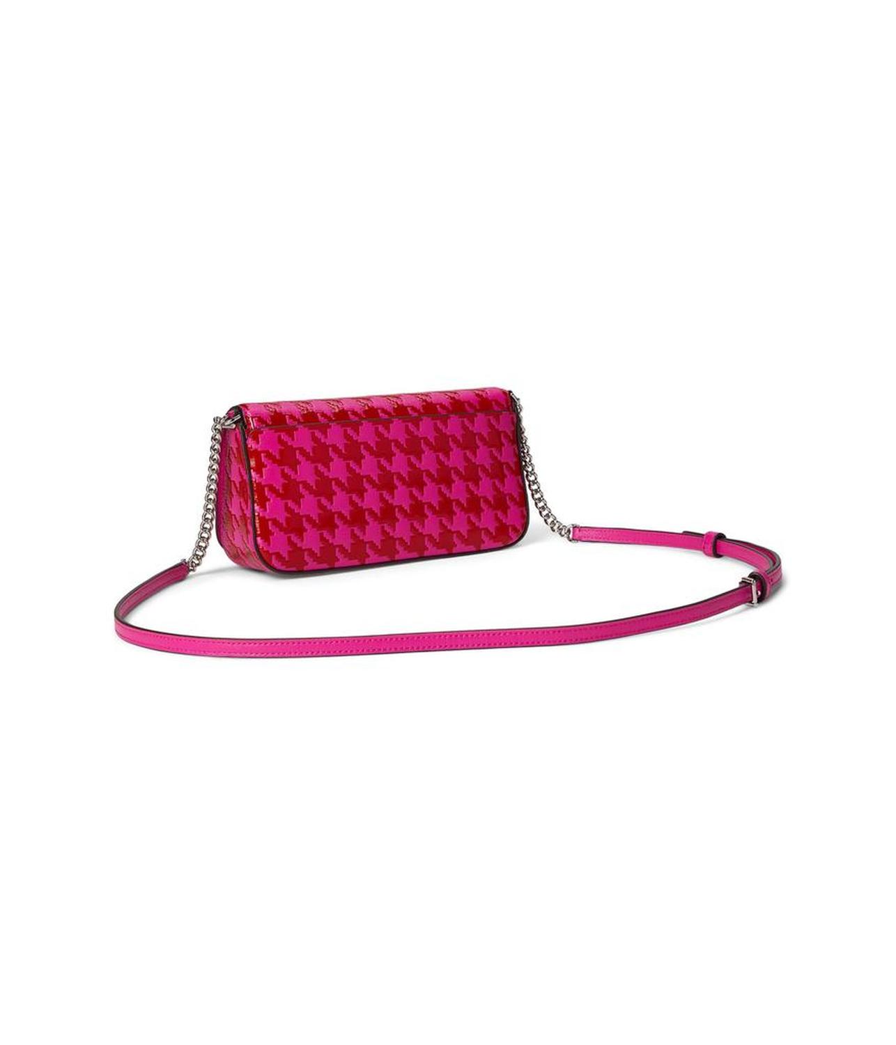 Devin Houndstooth Embossed Saffiano Leather Flap Chain Wallet