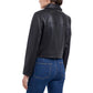 Petite Zip-Front Leather Coat