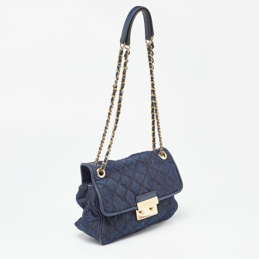 Michael Kors Quilted Denim And Leather Sloan Shoulder Bag