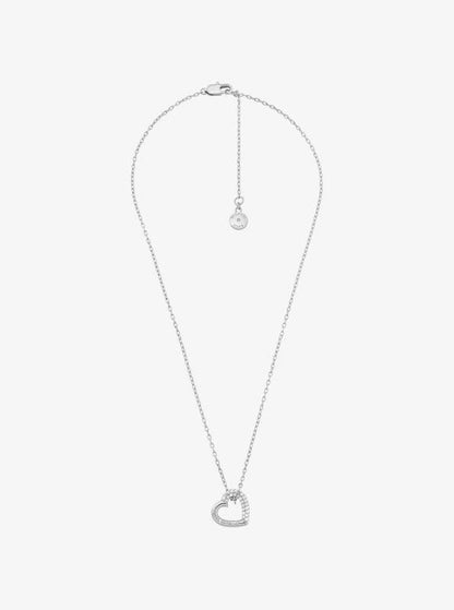 Pavé Heart Curb-Link Necklace