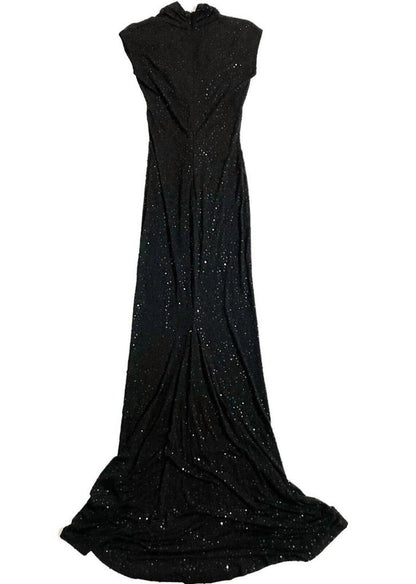 Women's Sequin Mermaid Front Twist Evening Gown In Black