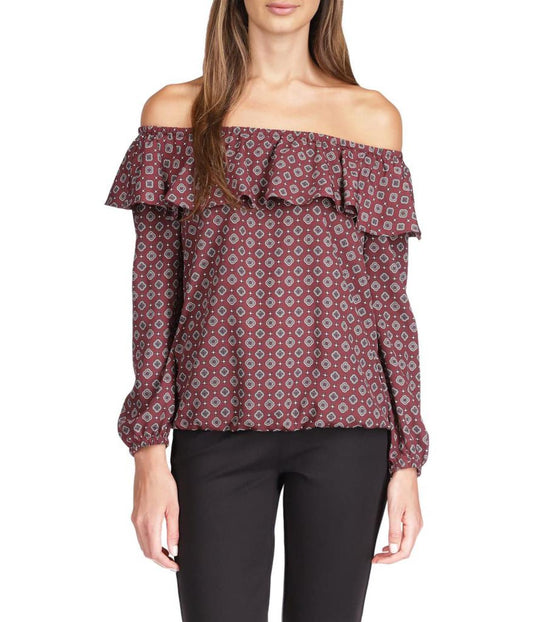 Petite Off Shoulder Peasant Top