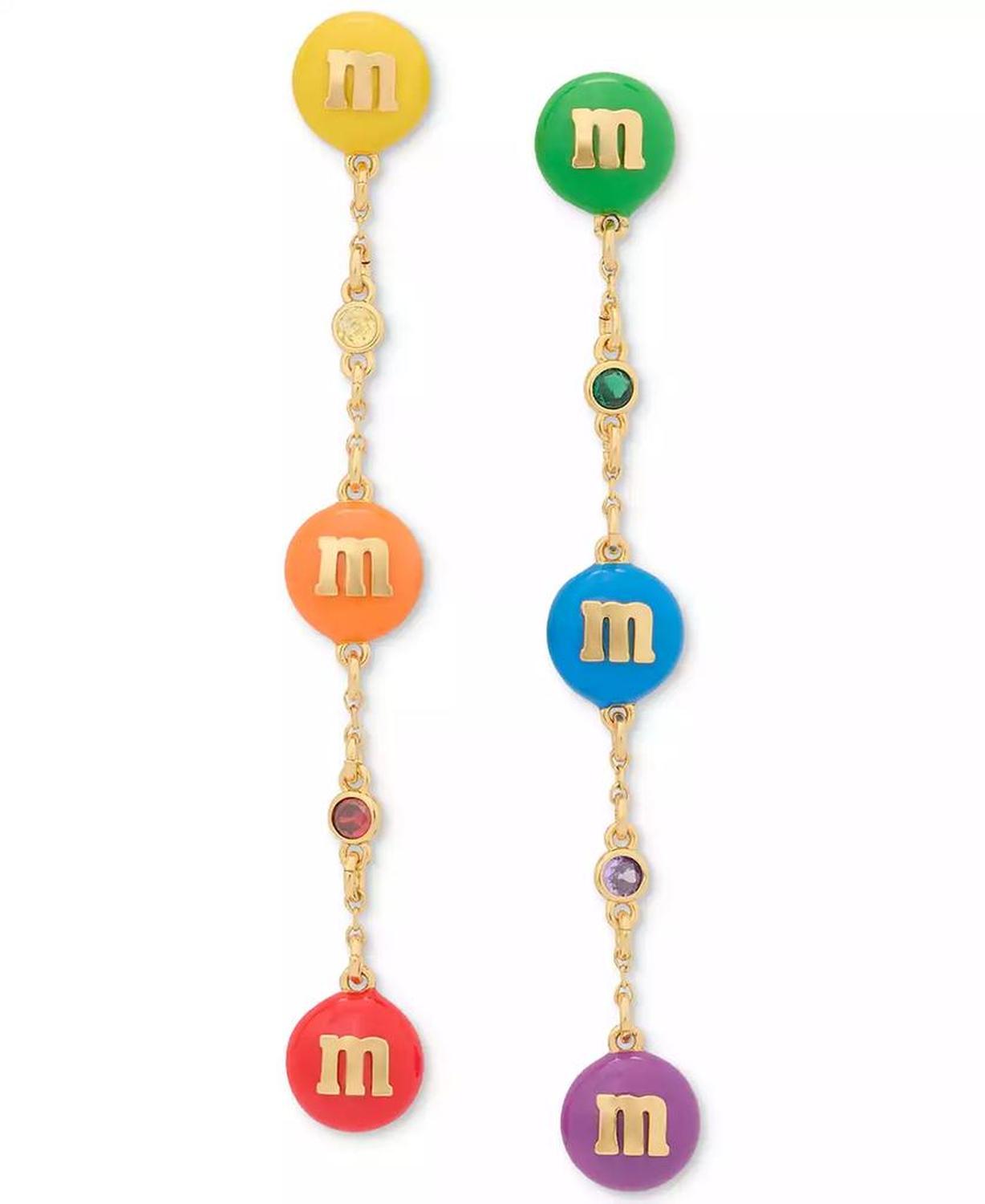 M&M X Gold-Tone Multicolor M&M Linear Drop Earrings