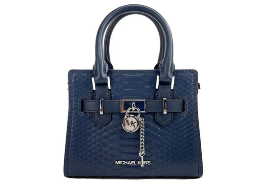 Michael Kors Hamilton XS Navy Snake Satchel Crossbody Bag Women's Purse