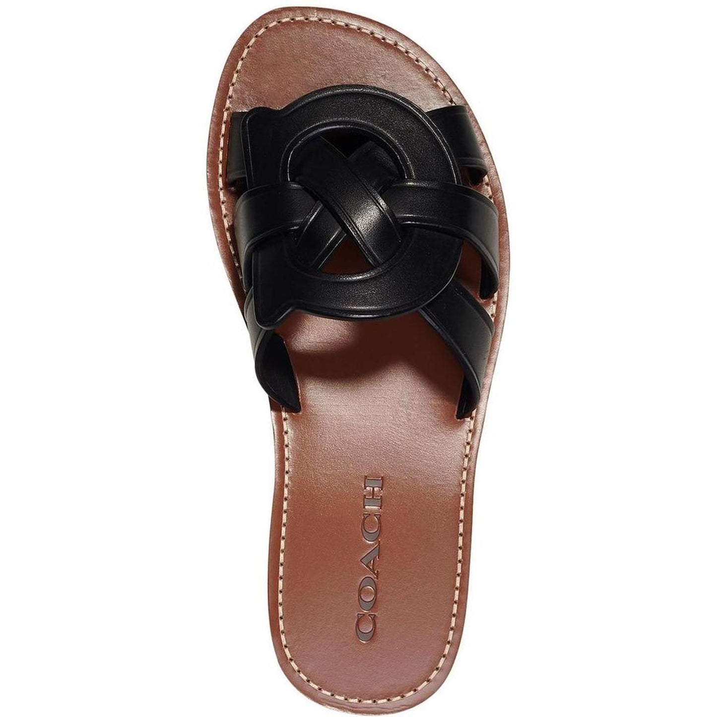 Womens Faux Leather Flats Slide Sandals