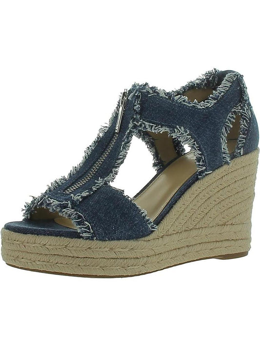 Womens Round toe Front Zipper Wedge Sandals