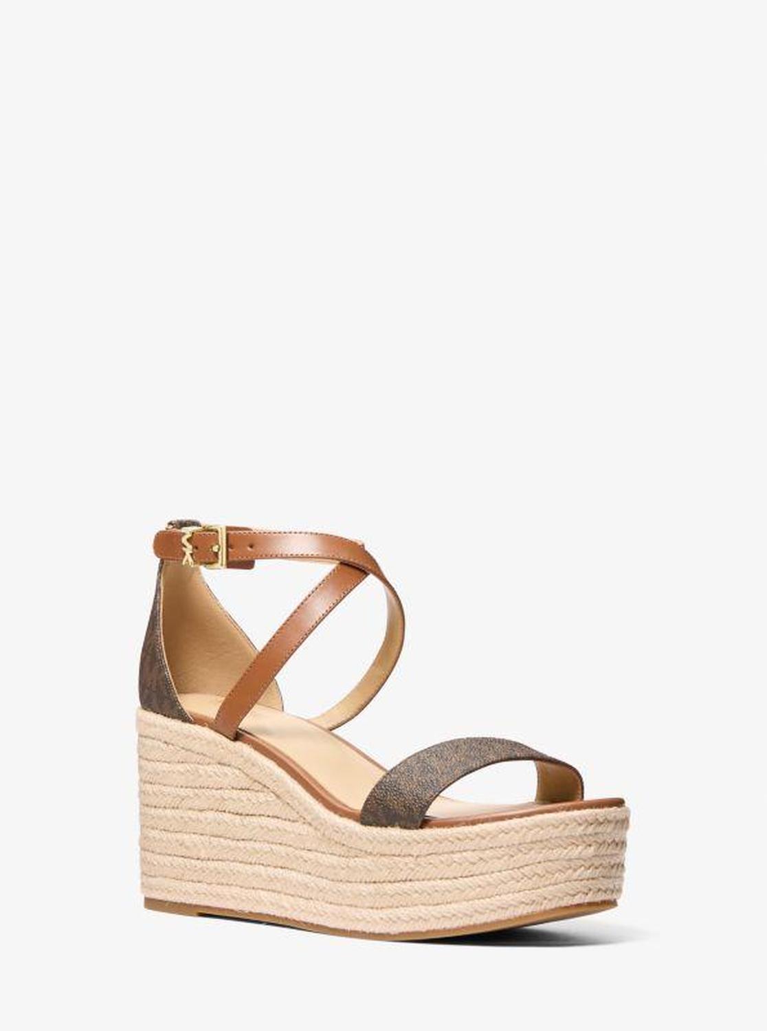 Serena Signature Logo and Leather Wedge Sandal