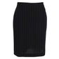 Max Mara Striped Knee-Length Skirt in Black Cotton