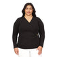 Plus Size Long Sleeve Hardware Faux Wrap Top