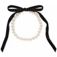 Gold-Tone Imitation Pearl Velvet Tie 78" Statement Necklace