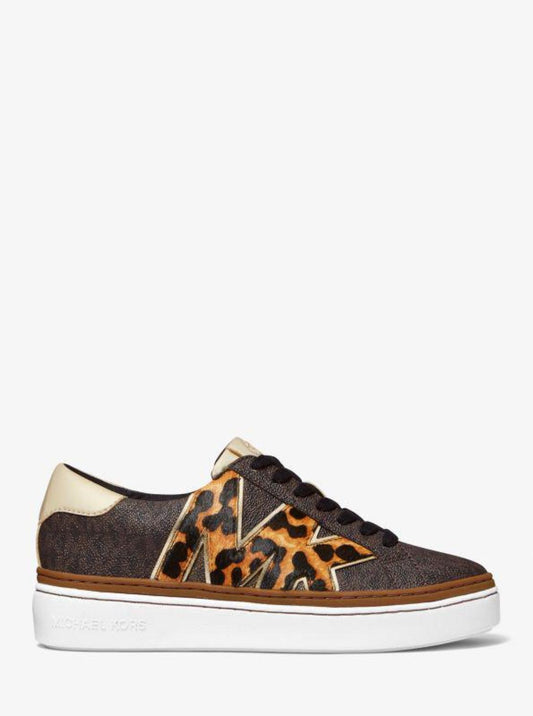 Chapman Logo and Leopard Print Calf Hair Sneaker