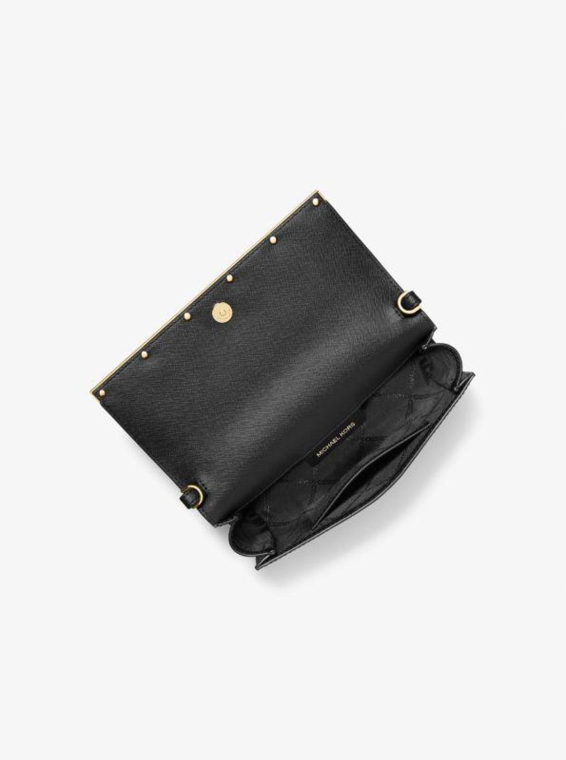 Mona Large Saffiano Leather Clutch