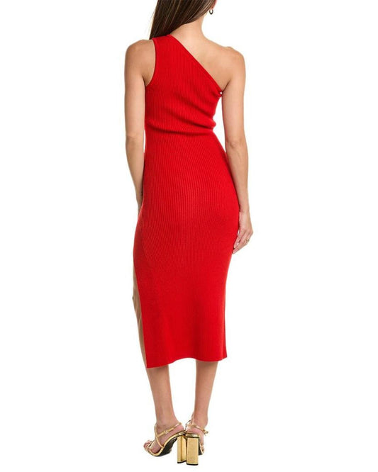 Michael Kors Collection One-Shoulder Rib Midi Dress