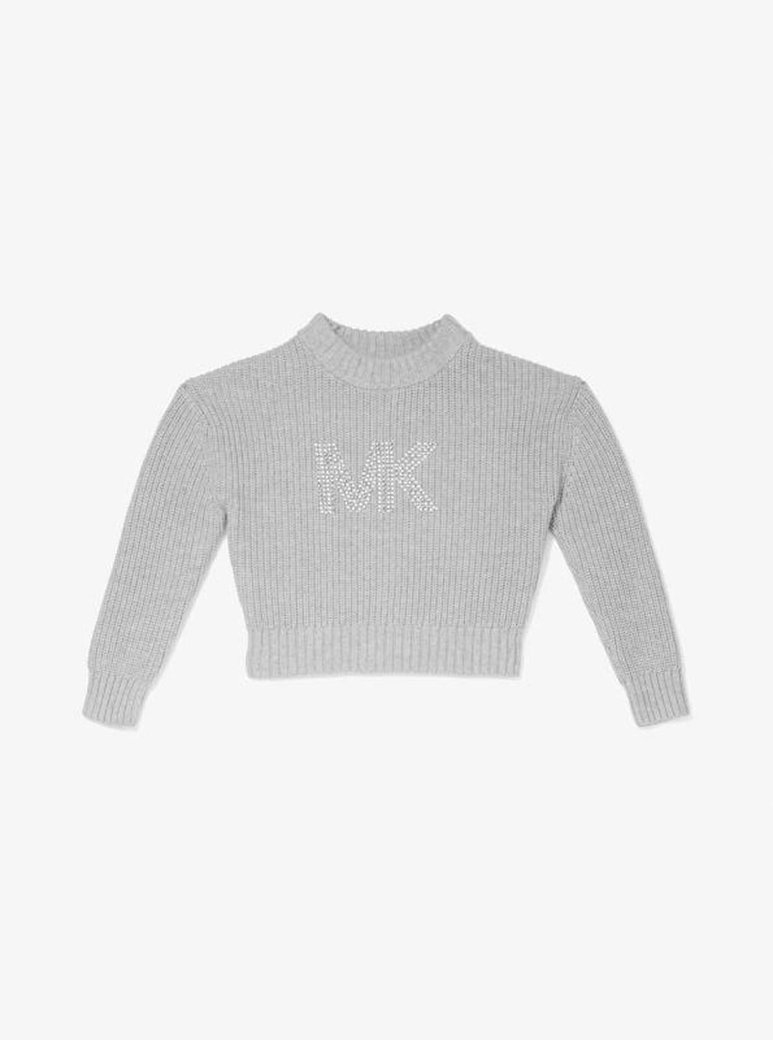 Embellished Logo Cotton Blend Sweater