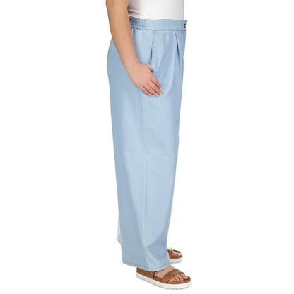 Plus Size Chambray Wide-Leg Pants