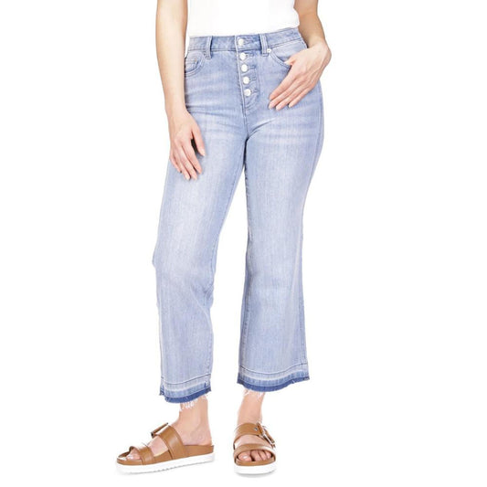 Women's Button-Fly Flared Cropped High-Rise Jeans