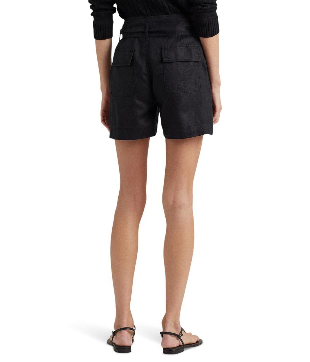 Belted Linen Shorts