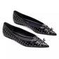 Kat Studded Leather Ballerina Flats