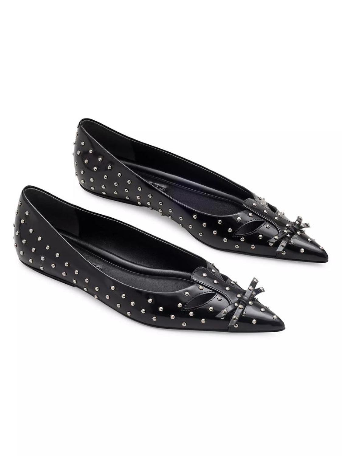 Kat Studded Leather Ballerina Flats