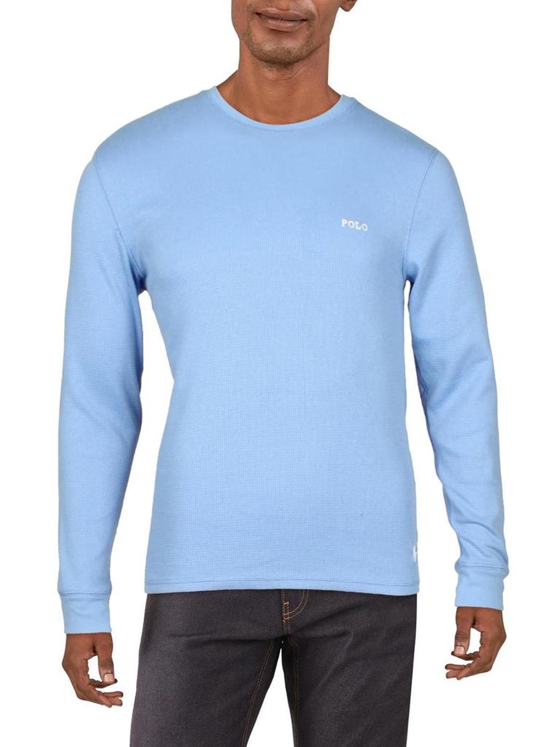 Mens Waffle-Knit Logo Crewneck Sweater