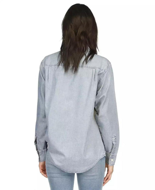 Women's Chambray Button-Front Top