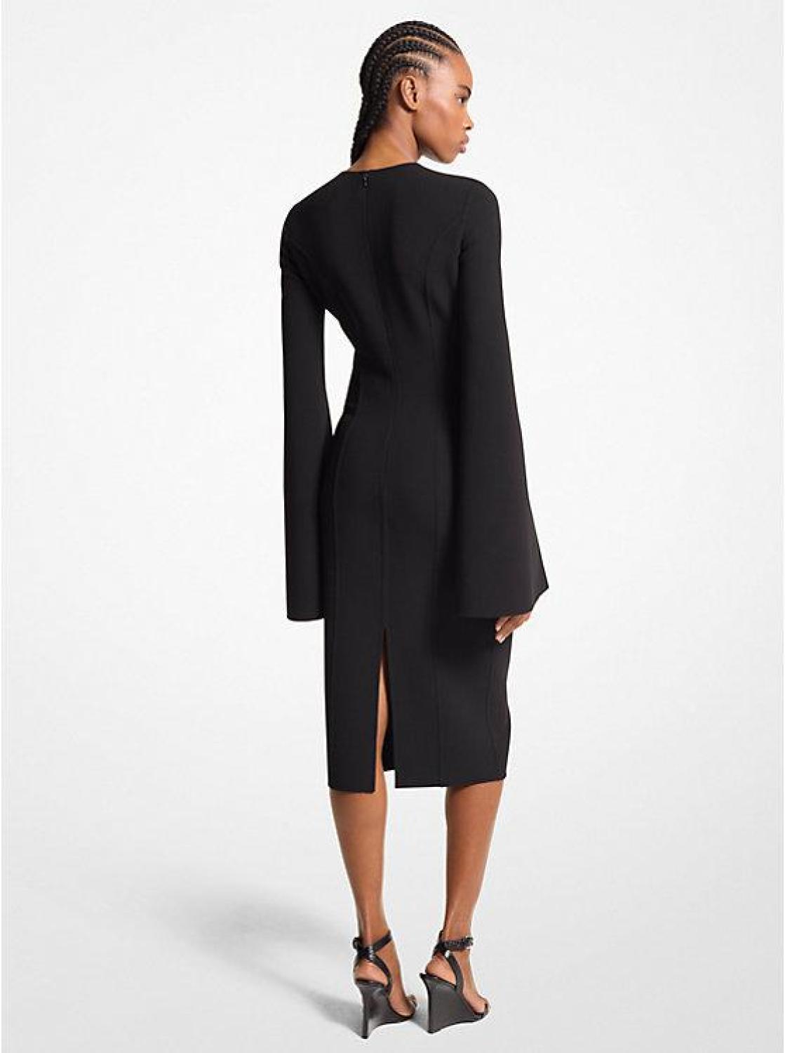 Stretch Wool Split-Sleeve Sheath Dress