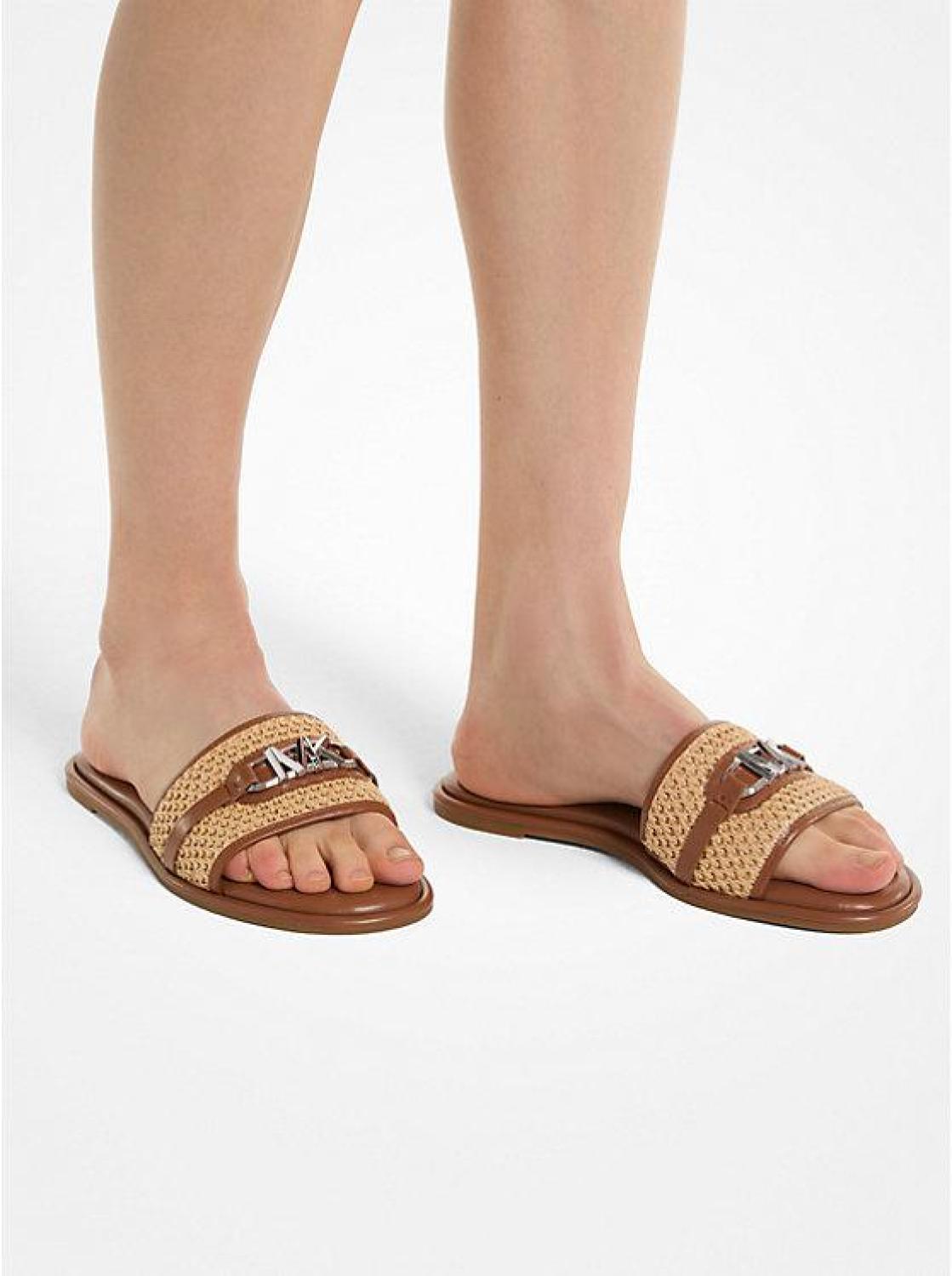 Ember Embellished Straw Slide Sandal