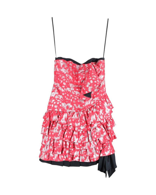 Marc By Marc Jacob Ruffled Printed Mini Dress in Pink Silk