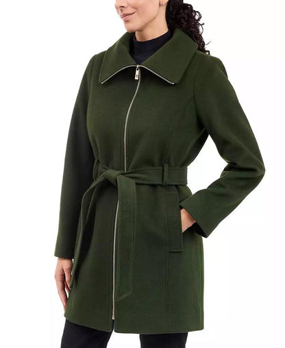 Women's Belted Zip-Front Coat, Created for Macy's