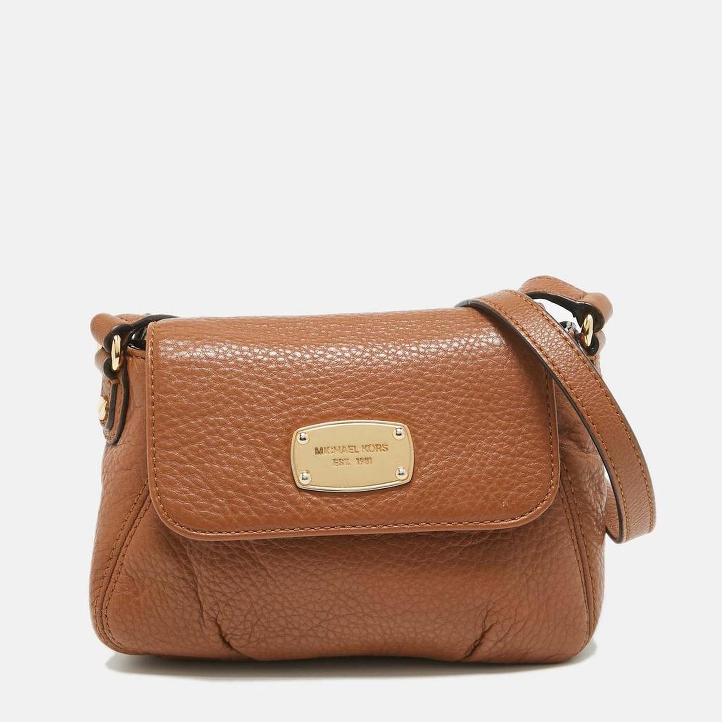 Brown Leather Jet Set Flap Crossbody Bag