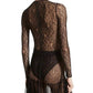 Stretch Chantilly Lace Bodysuit In Black