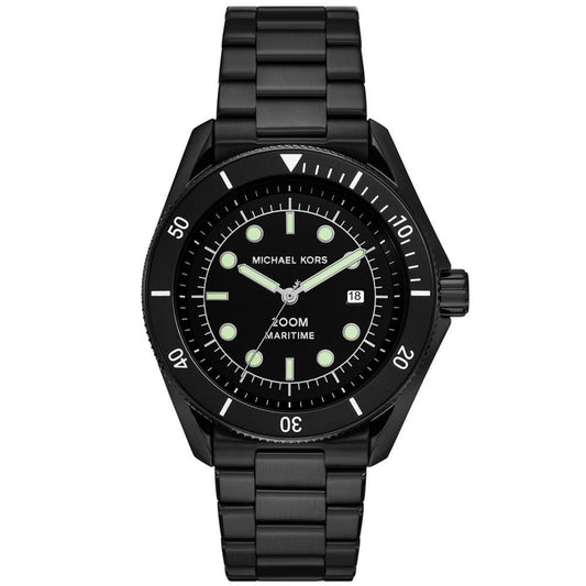 Men's Maritime Three-Hand Black Stainless Steel Watch 42mm