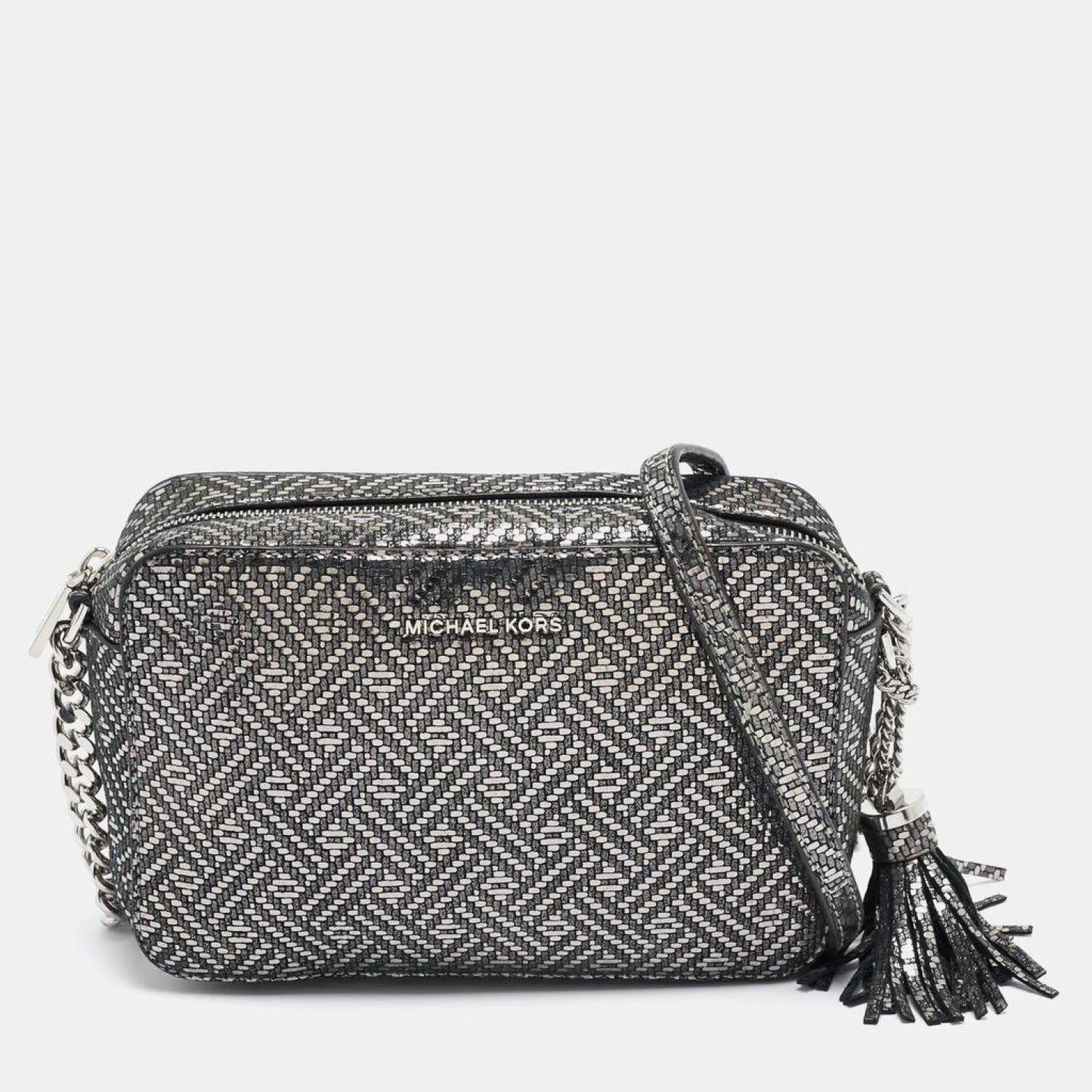 Michael Kors Metallic Textured Leather Ginny Camera Crossbody Bag