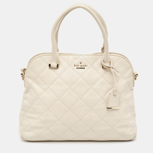 Kate Spade Ivory Quilted Leather Patternson Satchel