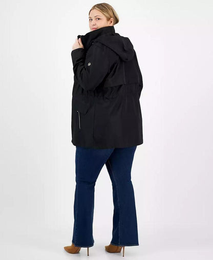 Plus Size Hooded Water-Resistant Anorak Coat