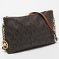 Michael Kors Dark Signature Coated Canvas And Leather Zip Crossbody Bag