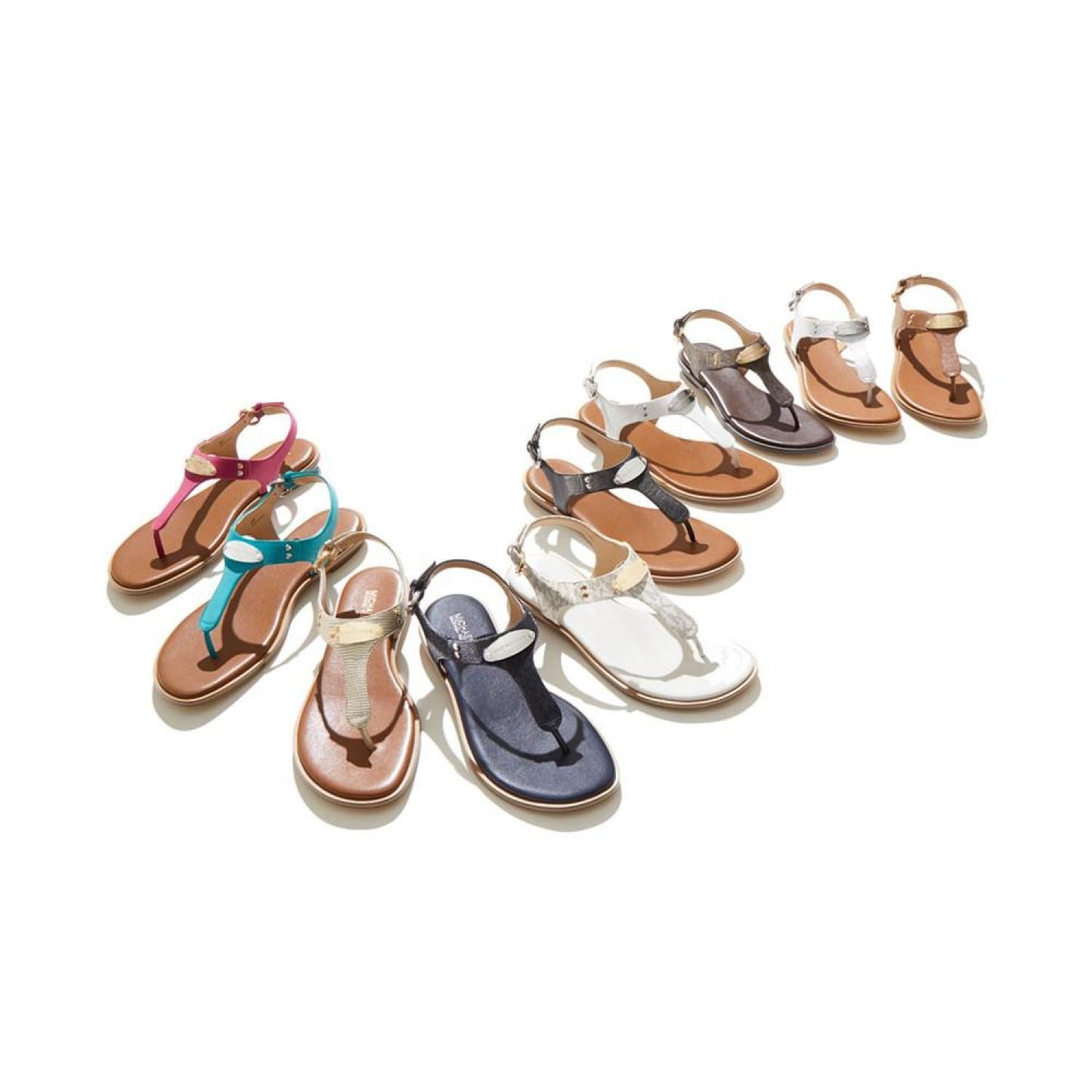 Women's MK Plate Flat Thong Sandals