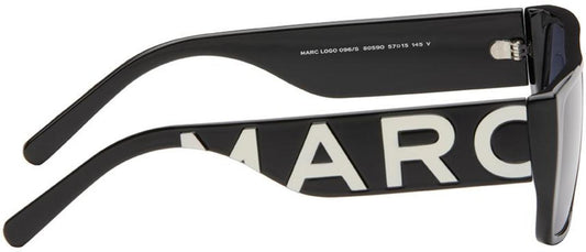 Black Text Logo Rectangular Sunglasses