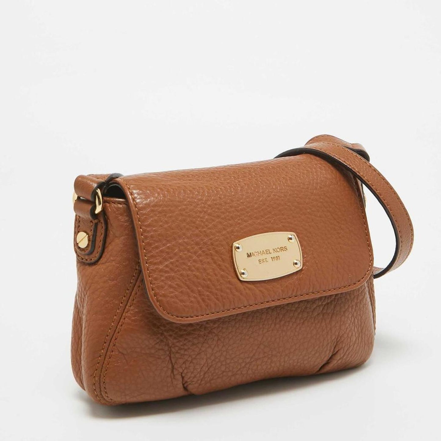 Brown Leather Jet Set Flap Crossbody Bag