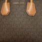 Michael Kors Brown/beige Signature Coated Canvas And Leather Small Mercer Tote